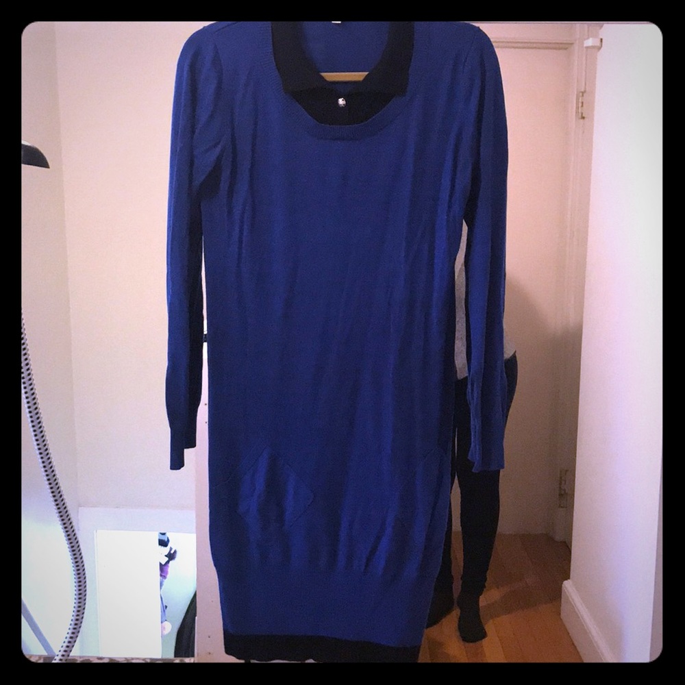 Momo maternity L blue tunic sweater dress